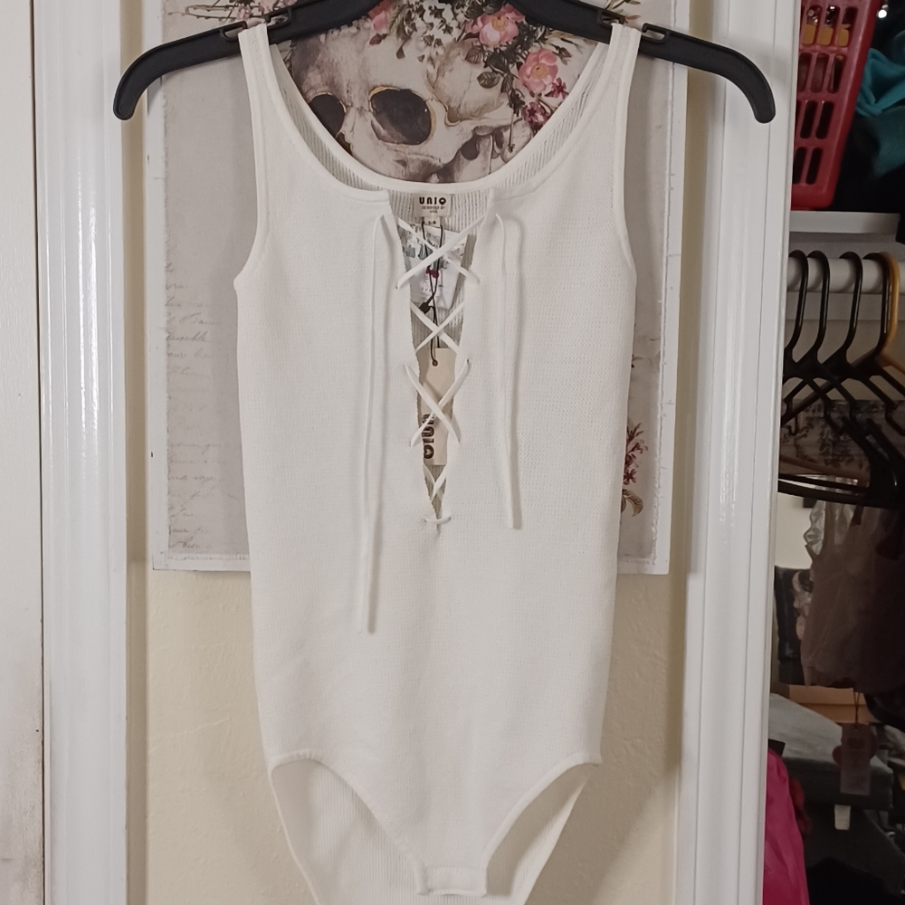 Knit Lace-up Bodysuit